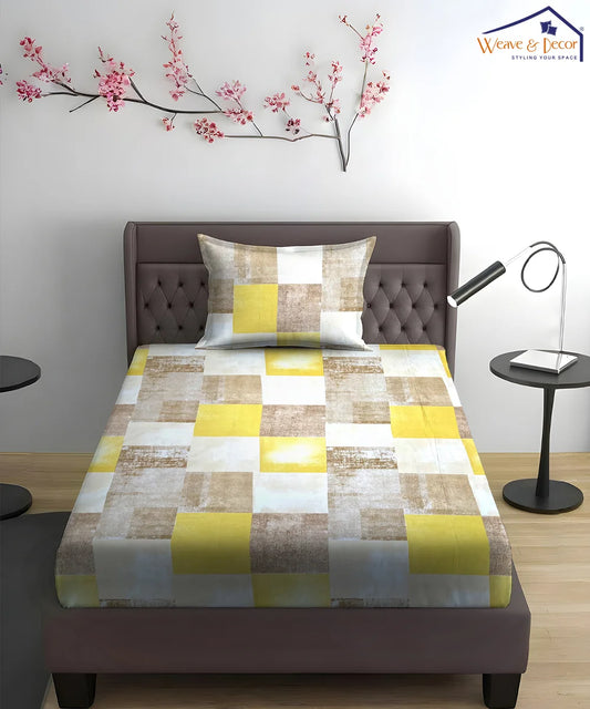 Golden Mornings King Size Bedsheet With 2 Pillow Cover