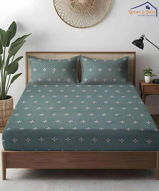 Midnight Blossom King Size Bedsheet With 2 Pillow Cover