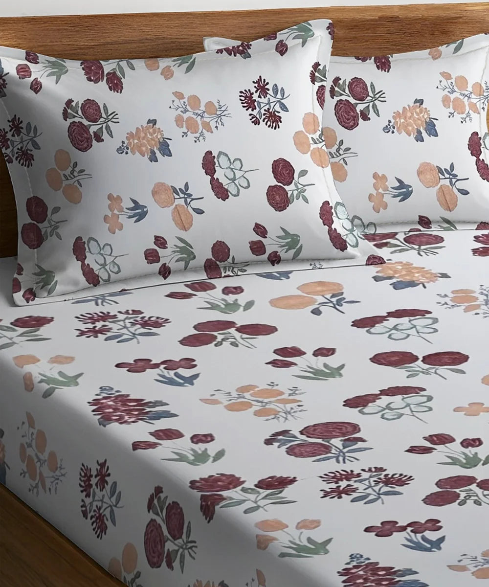 Autumn Bloom Flat Bedsheet With Pillow Covers