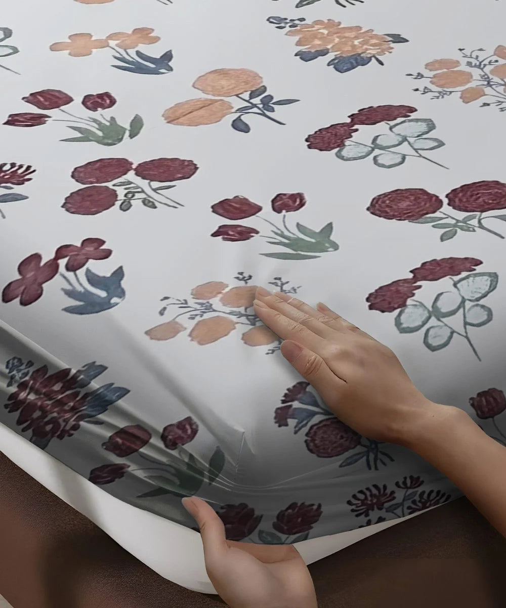 Autumn Bloom Flat Bedsheet With Pillow Covers