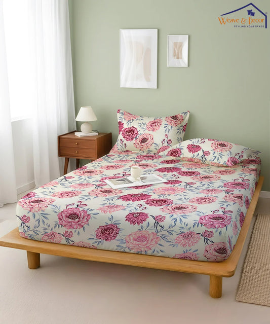 Floral CharmKing Size Bedsheet With 2 Pillow Cover