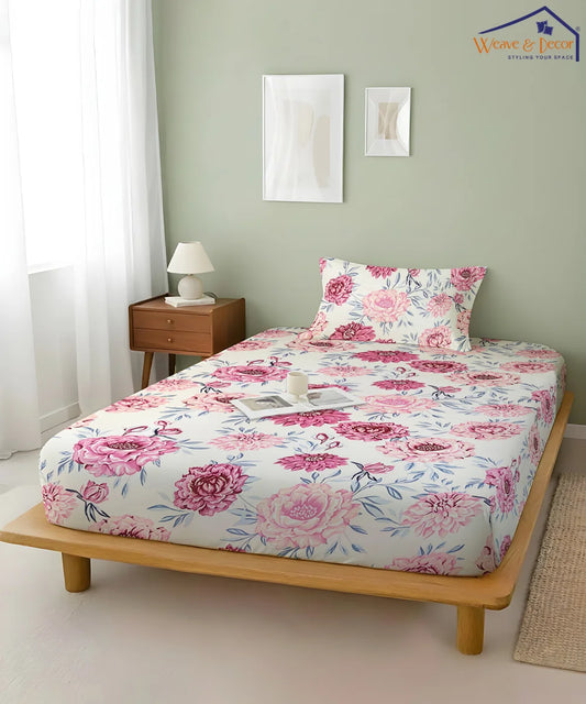 Floral CharmKing Size Bedsheet With 2 Pillow Cover