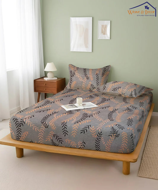 Urban LeafKing Size Bedsheet With 2 Pillow Cover