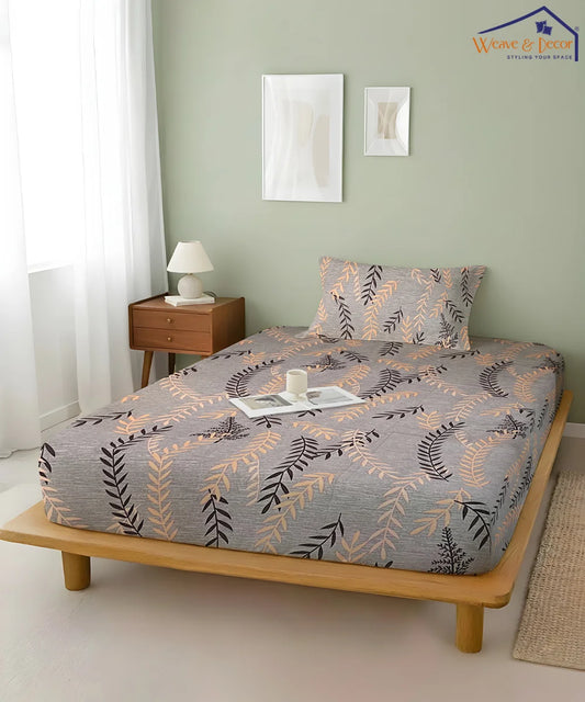 Urban LeafKing Size Bedsheet With 2 Pillow Cover