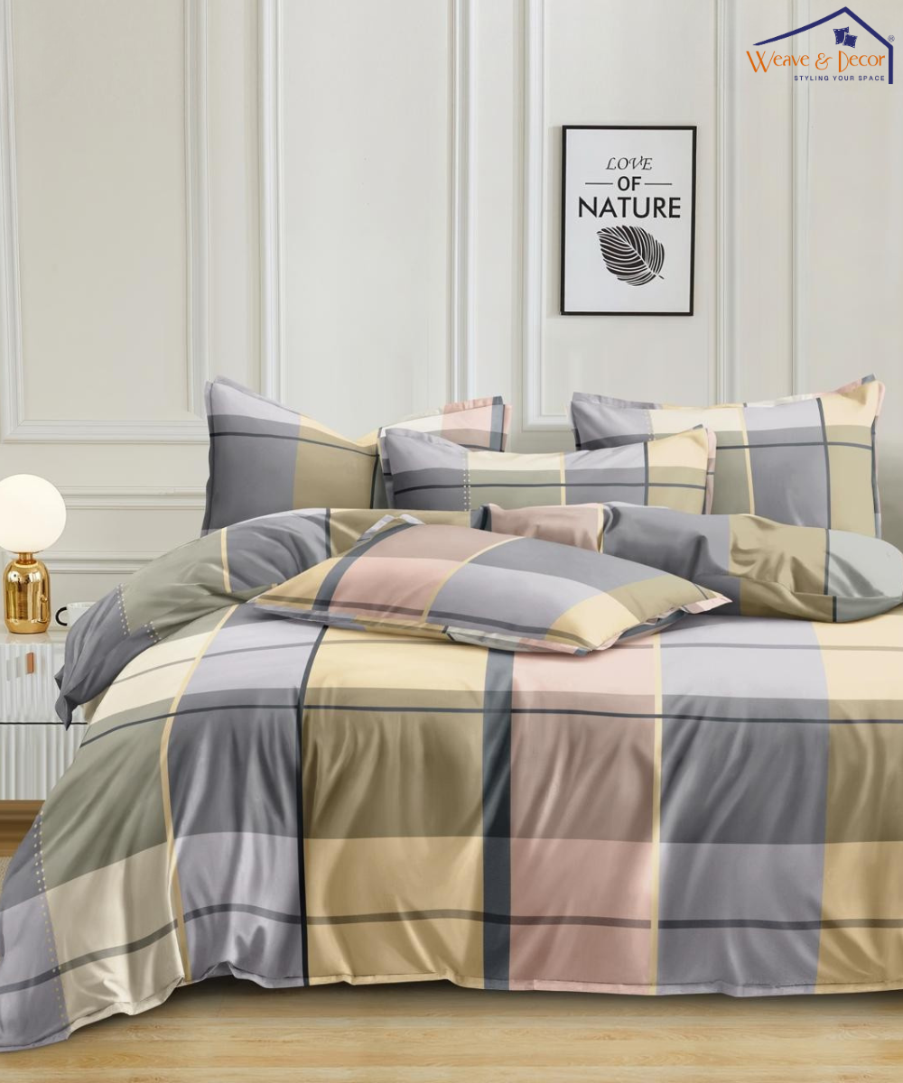 Metro PlaidSingle Fitted Bedsheet With 1 Pillow Cover