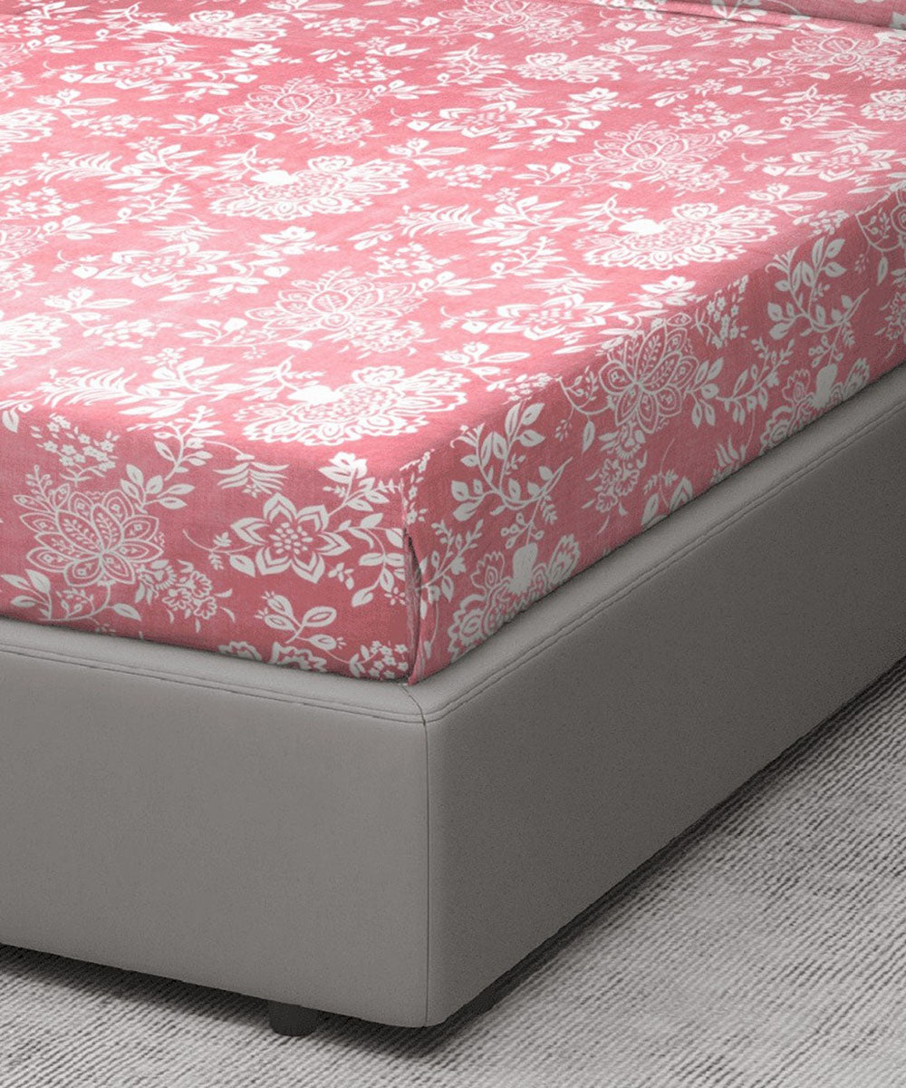 Pink floral king size bedsheet 