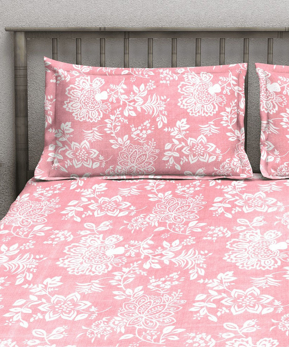 Pink floral king size bedsheet 