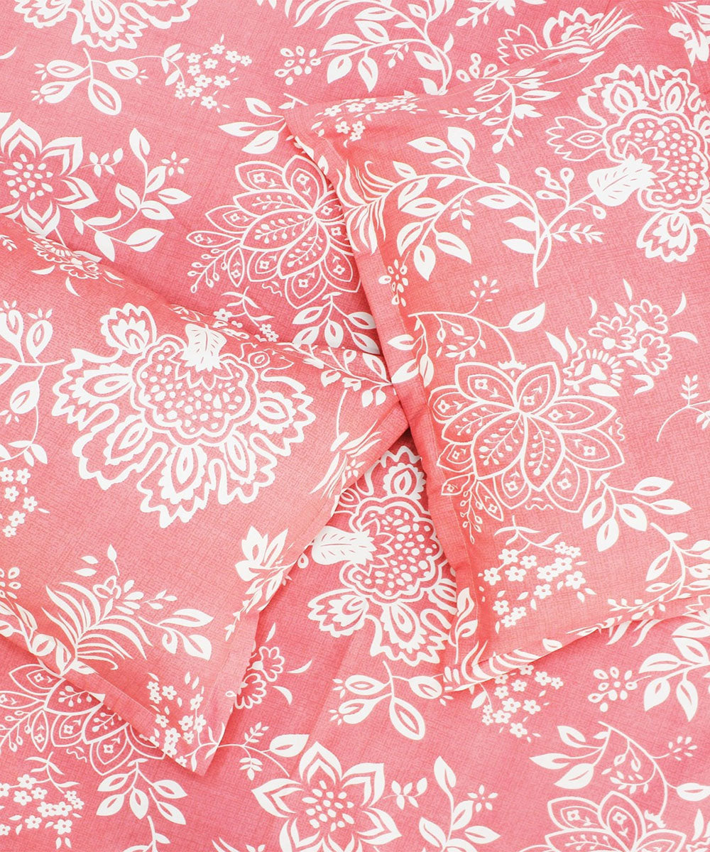 Pink floral king size bedsheet 