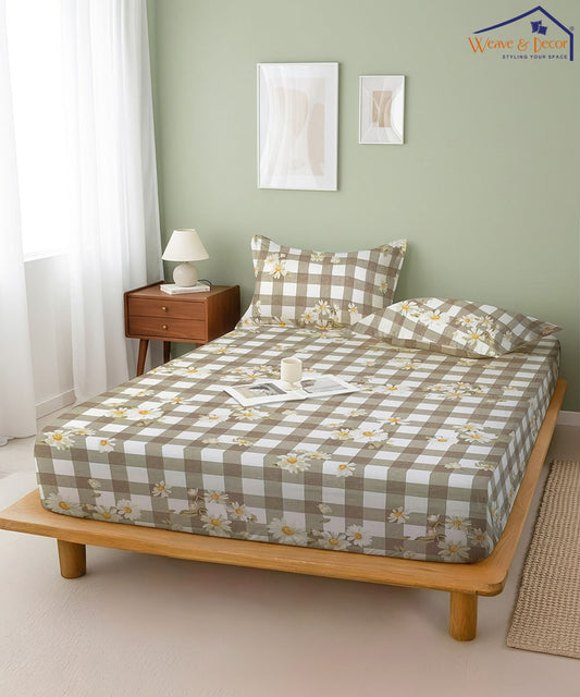 Grey Daisy Flat Bedsheet With Pillow Covers