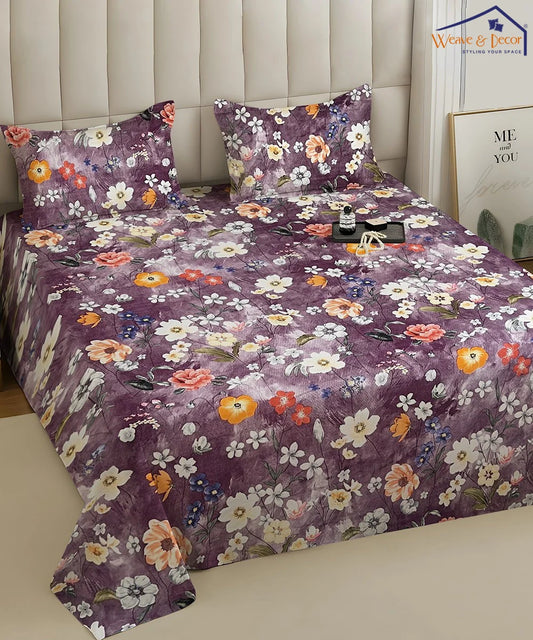 Lavender BloomFlat Bedsheet With Pillow Covers