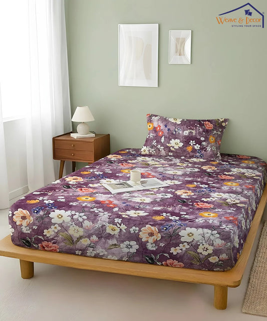 Lavender BloomFlat Bedsheet With Pillow Covers