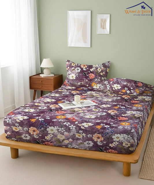 Lavender BloomFlat Bedsheet With Pillow Covers