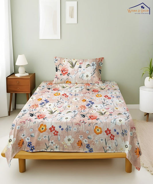 Misty Bloom Bedsheet With Pillow Covers