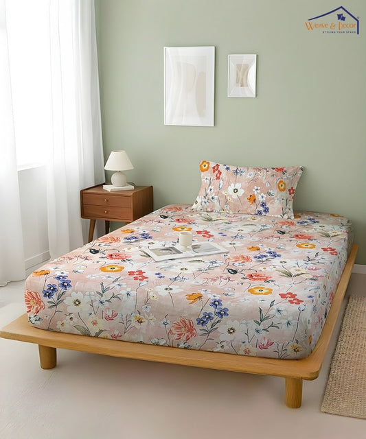 Misty Bloom Bedsheet With Pillow Covers