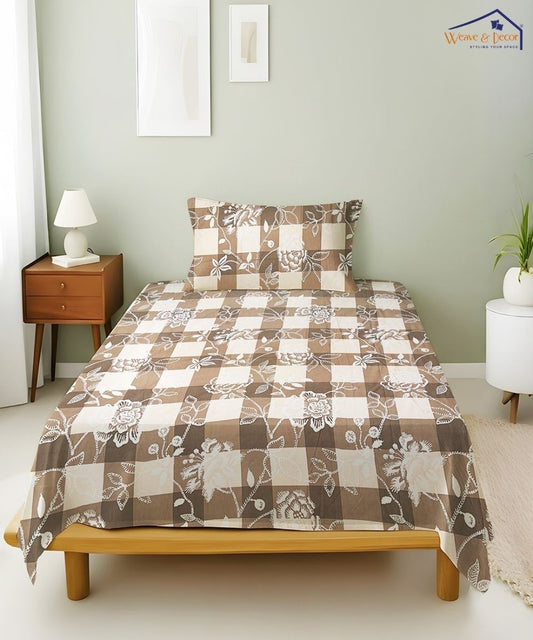 Bloom Check Bedsheet With Pillow Covers