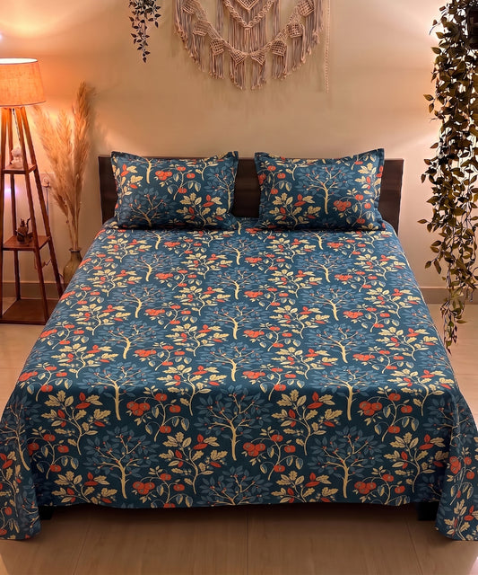 Steel Green Bedsheet With Pillow Covers