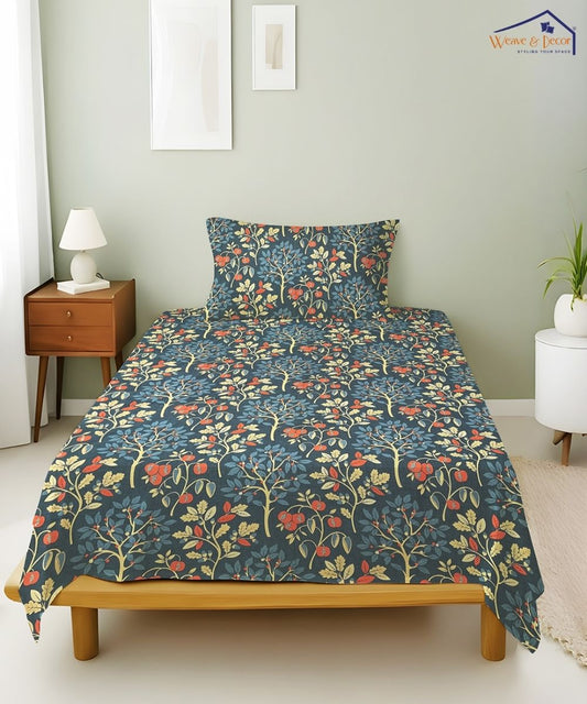 Steel Green Bedsheet With Pillow Covers