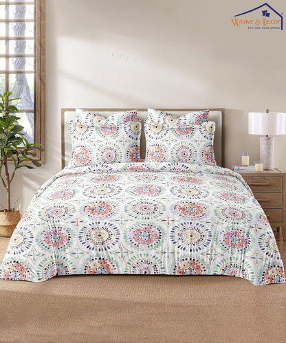 Ethnic Mandala Flat Double Bedsheet With 2 Pillow Covers