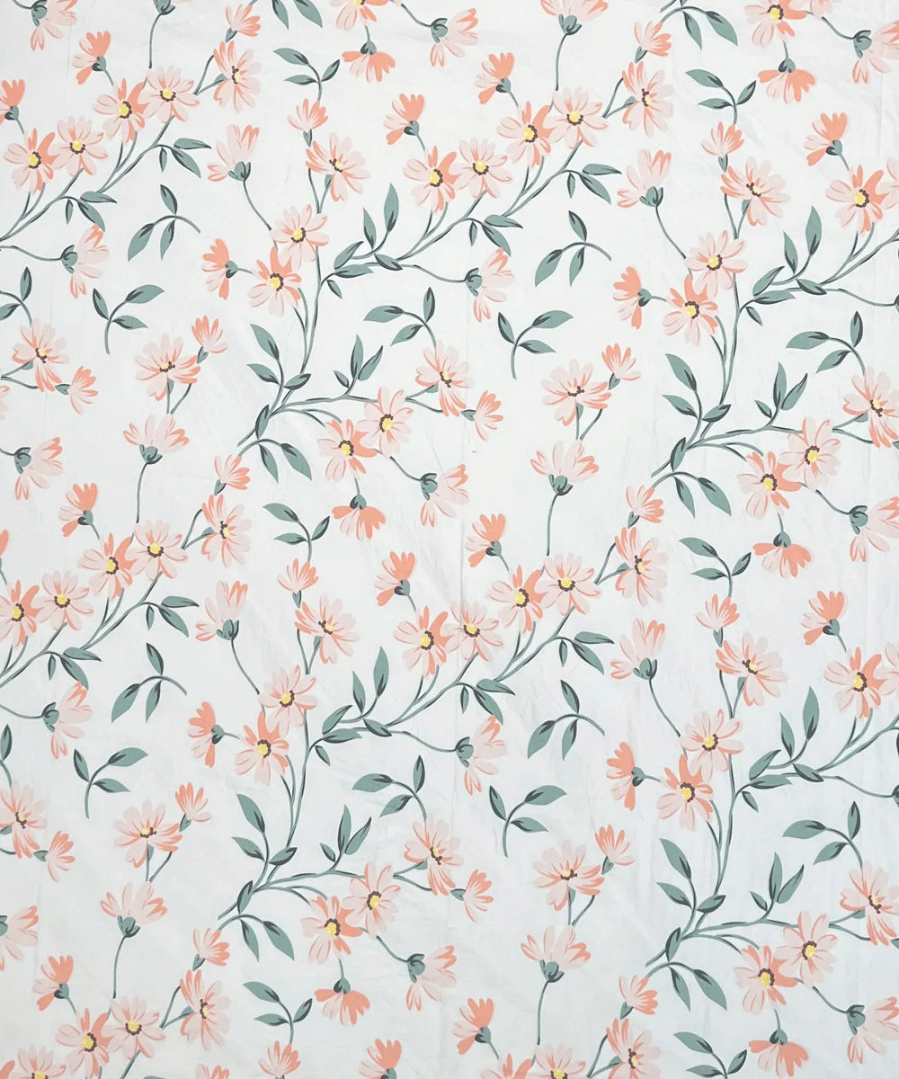 Off-White Floral King Fitted Bedsheet With 2 Pillow Covers