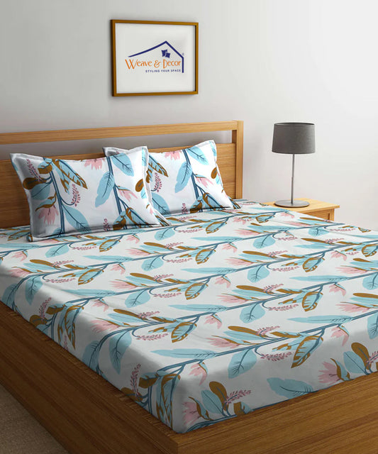 Whispering Leaves Flat Double Bedsheet With 2 Pillow Covers