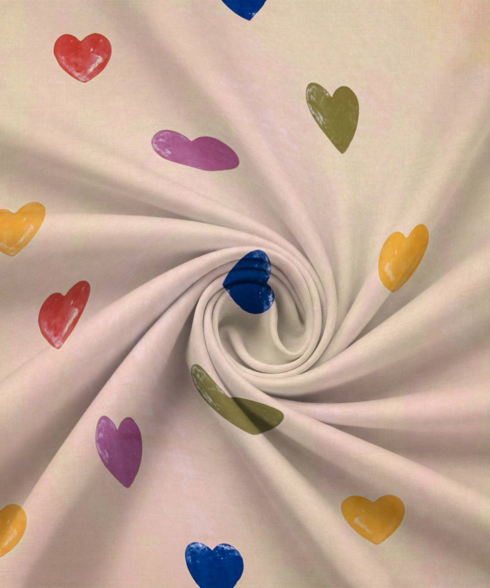 Rainbow Heartbeats Flat Double Bedsheet With 2 Pillow Covers