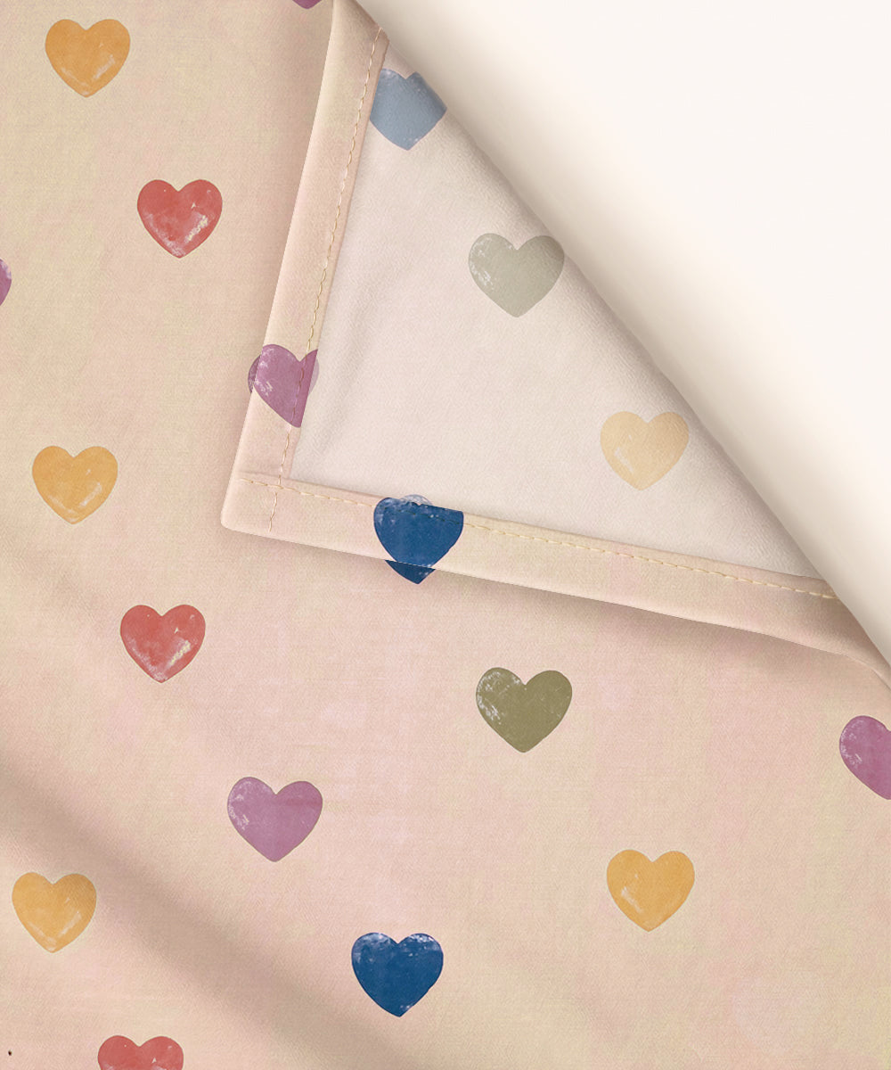 Rainbow Heartbeats Flat Double Bedsheet With 2 Pillow Covers