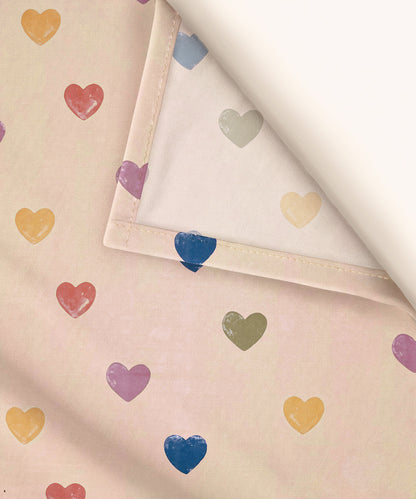 Rainbow Heartbeats Flat Double Bedsheet With 2 Pillow Covers