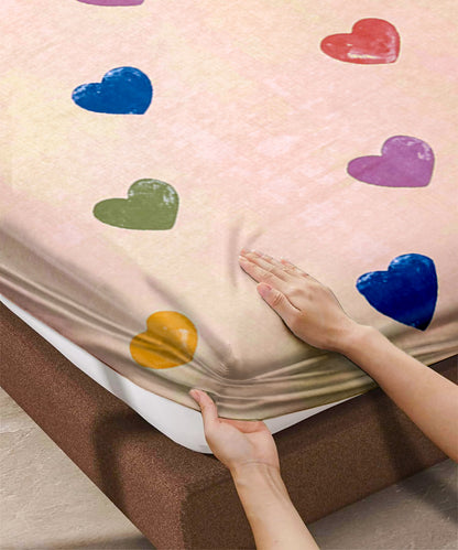 Rainbow Heartbeats Bedsheet With Pillow Covers