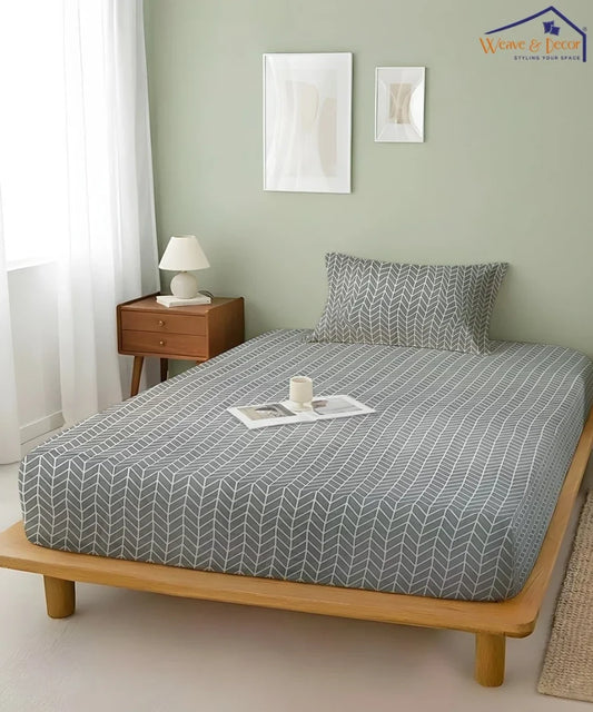 Grey Chevron   Flat Bedsheet With Pillow Covers