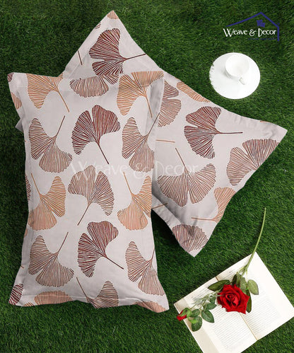 Off White Leaves Pillow Cover Set of 2