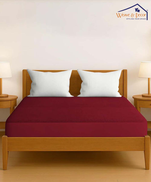 Maroon Solid Terry Mattress Protector