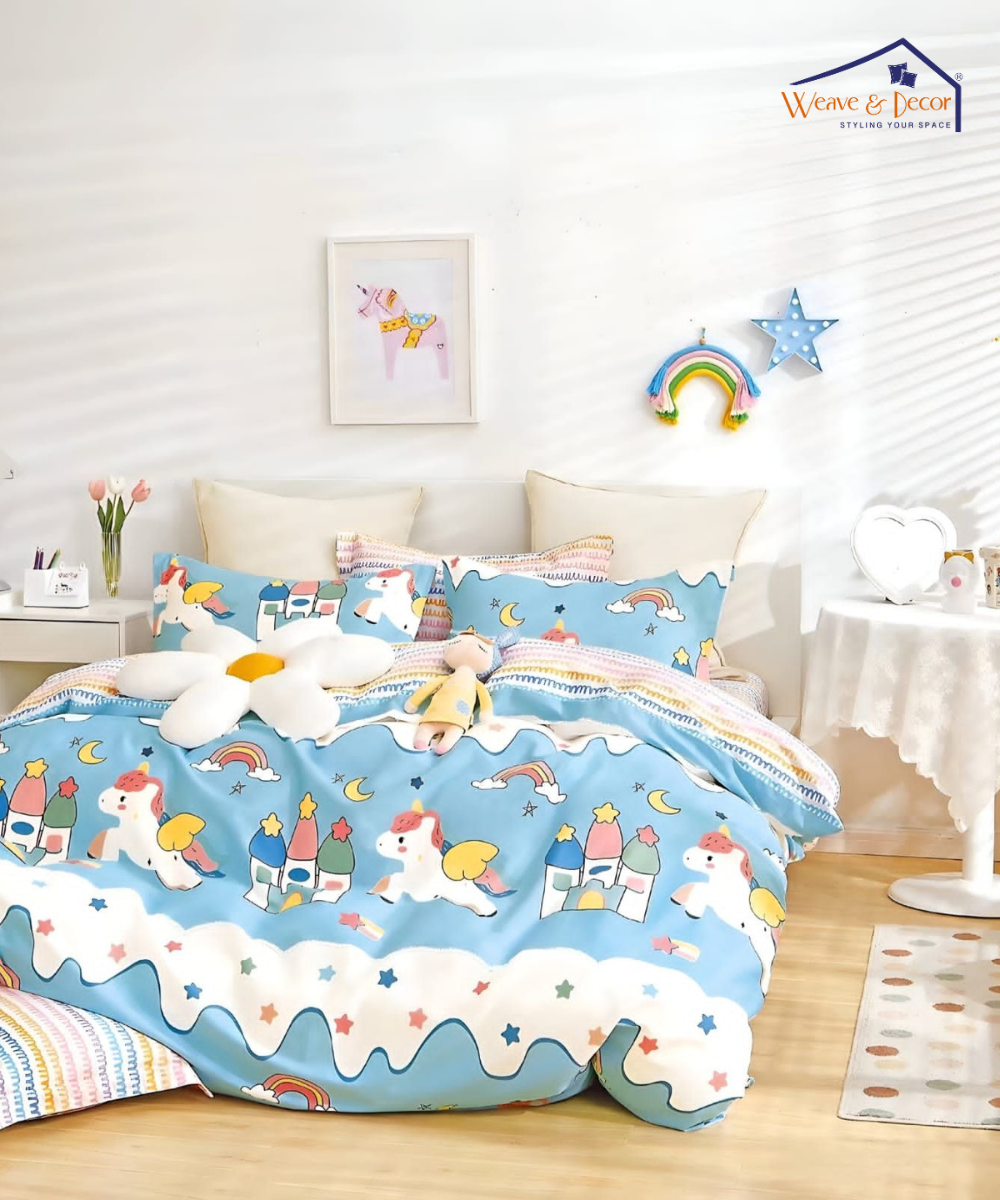 Unicorn Dreamland Sky      Kids Quilt / Blanket / Razai / Duvet Cover