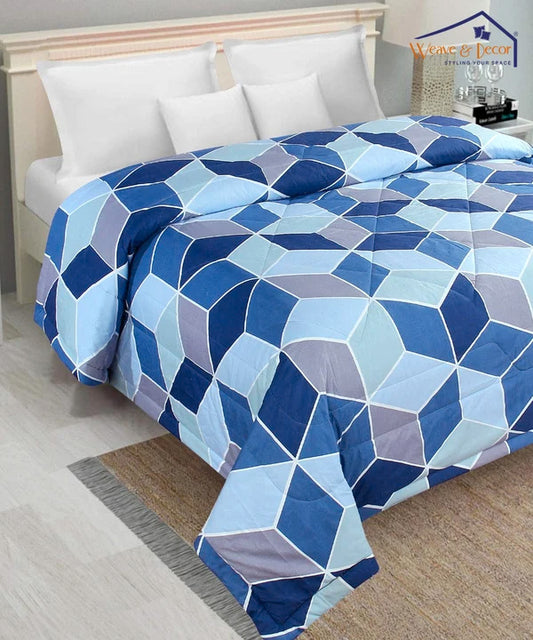 Blue Geometric Quilt / Blanket / Razai / Duvet Cover