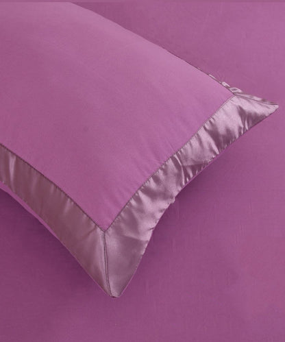 Pastel Purple Solid  Flat Double Bedsheet With 2 Pillow Covers