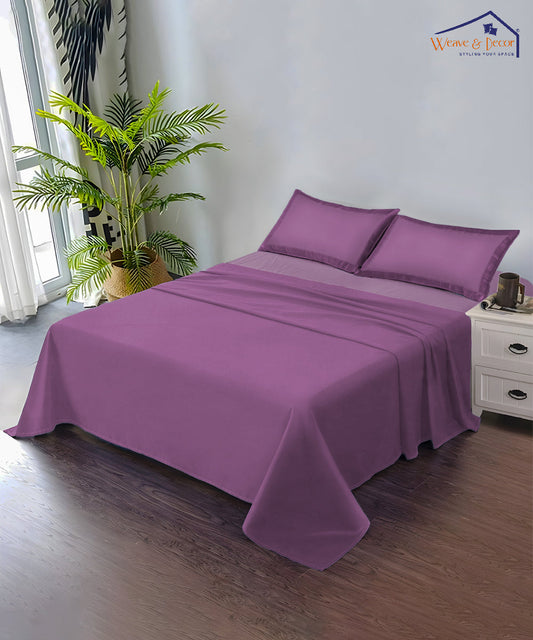 Pastel Purple Solid  Single Bedsheet With 1 Pillow Cover