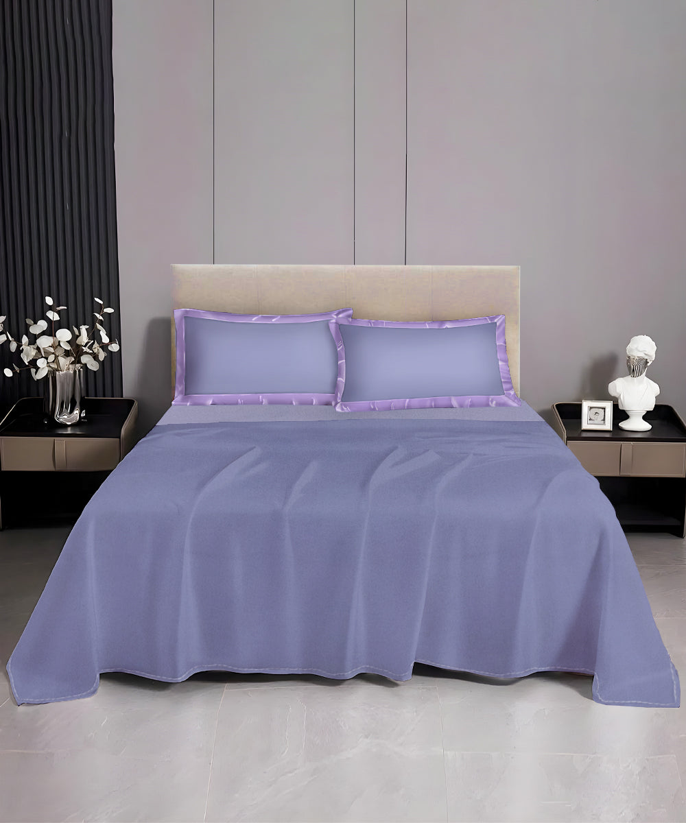 Pastel Lanvender Solid   Single Bedsheet With 1 Pillow Cover