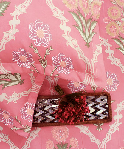 Coral Blossom Fitted Bedsheet With Pillow Cover