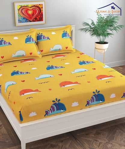 Cute Yellow Fitted Bedsheet With Pillow Cover