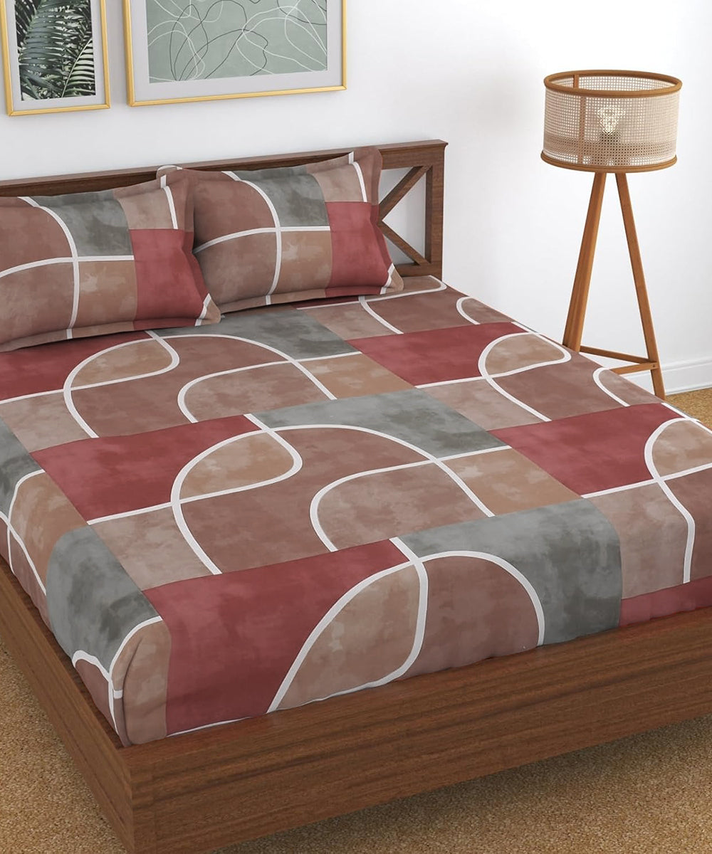 Vintage Grid Flat Double Bedsheet With 2 Pillow Covers