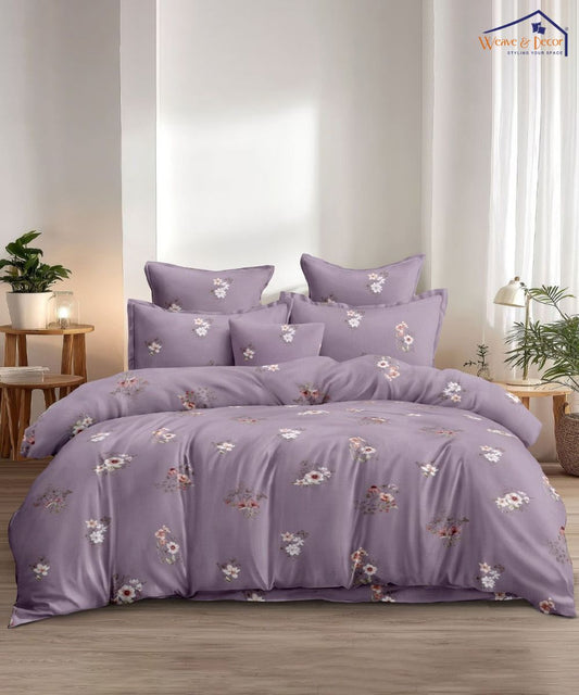 Lavender Blossom King Size Bedsheet With 2 Pillow Covers