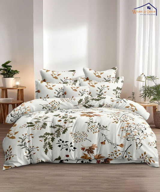 Autumn Botanical King Size Bedsheet With 2 Pillow Covers