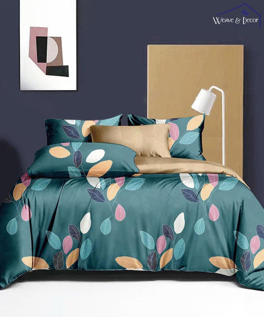 Teal Leaf Harmony King Size Bedsheet With 2 Pillow Covers