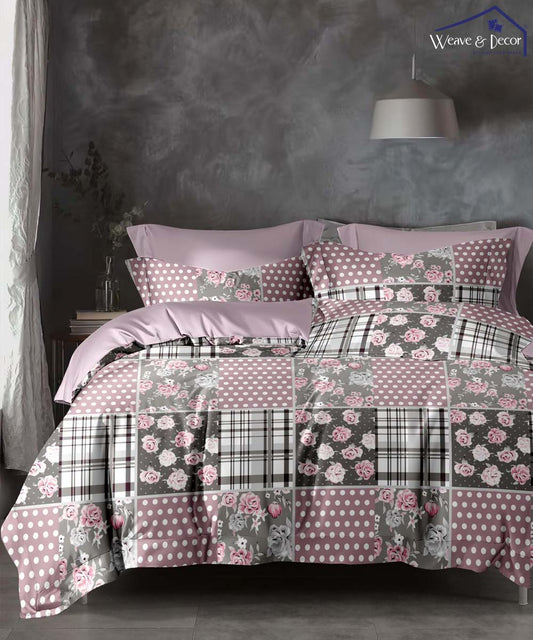 Vintage Patchwork Floral King Size Bedsheet With 2 Pillow Covers