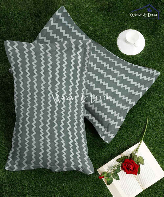 Dark Grey Zigzag Pillow Cover Set of 2