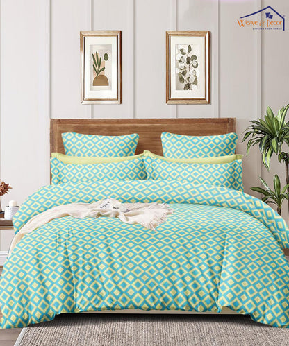 Aqua Mosaic Fitted Bedsheet With Pillow Cover