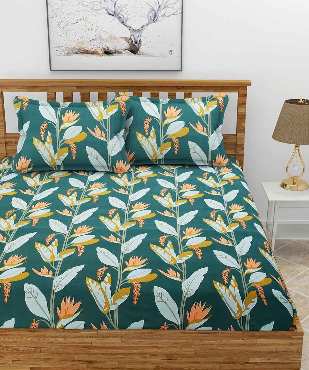 green floral king fitted bedsheets