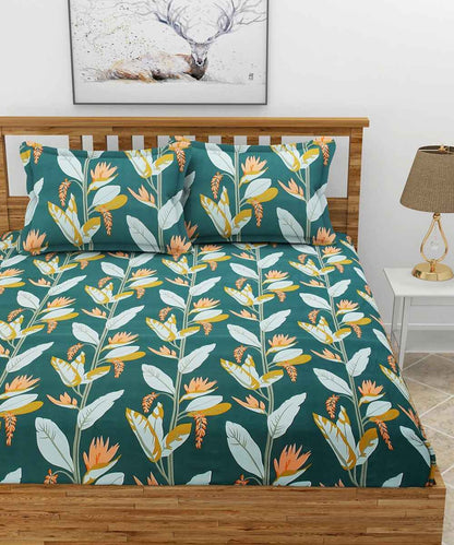 green floral king fitted bedsheets