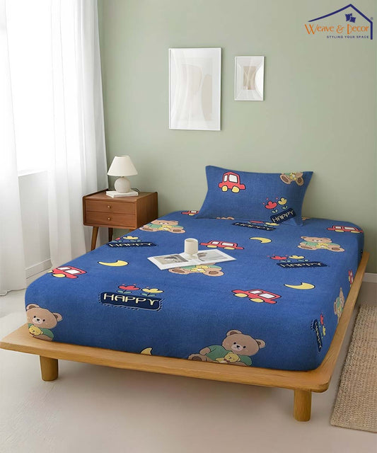 blue teddy bedsheet 