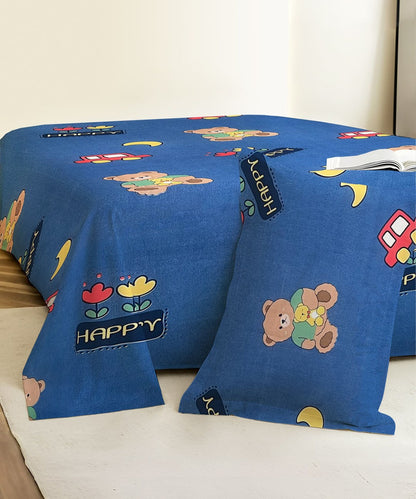blue teddy bedsheet 