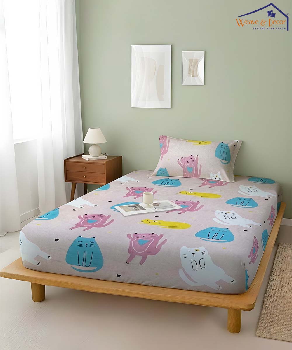 cat theme kids bedsheet 